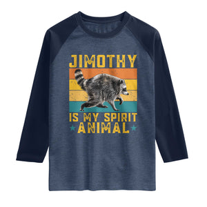 Jimothy Is My Spirit Animal Seattle Raccoon Lover Raglan Shirt Retro Sunset Viral Ballard Trash Panda Graphic