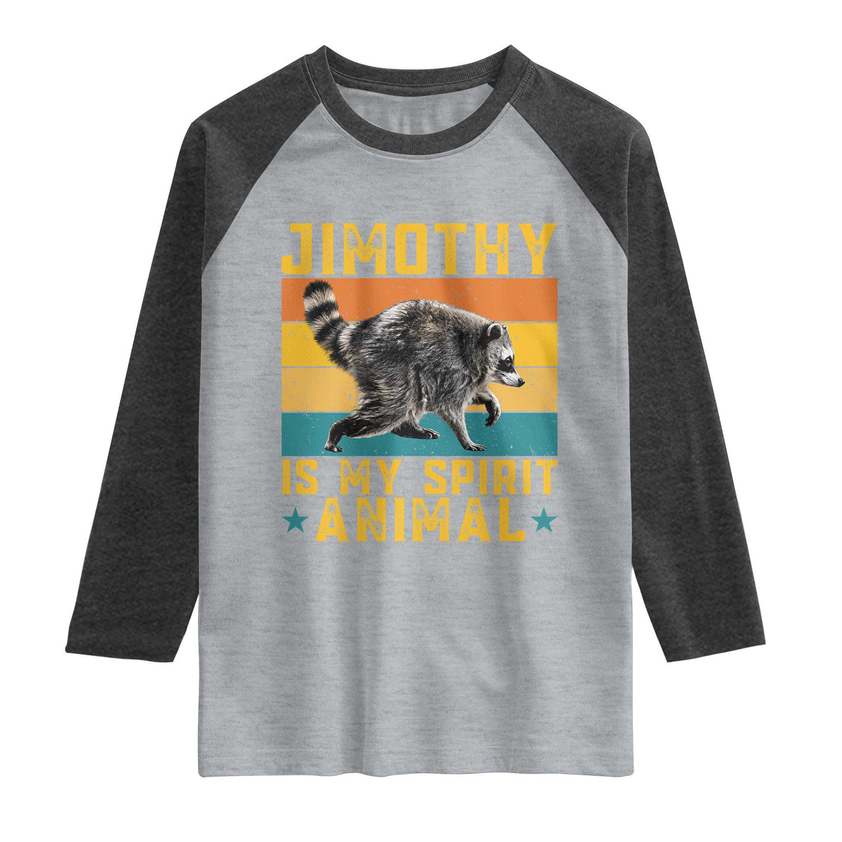 Jimothy Is My Spirit Animal Seattle Raccoon Lover Raglan Shirt Retro Sunset Viral Ballard Trash Panda Graphic