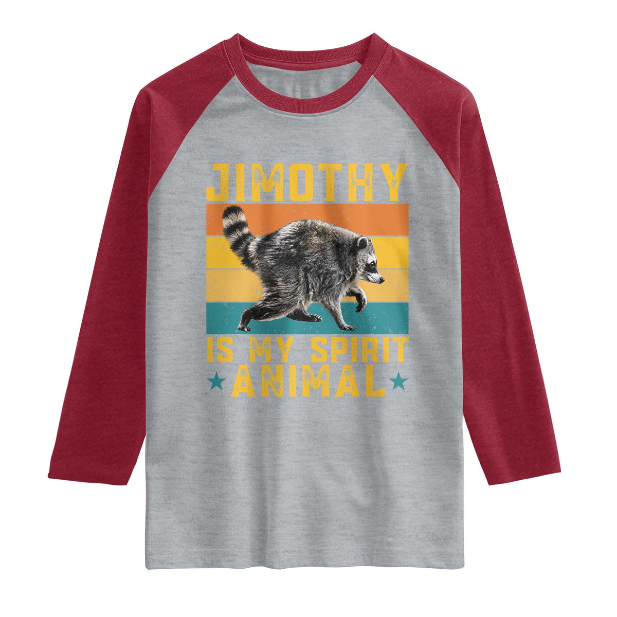 Jimothy Is My Spirit Animal Seattle Raccoon Lover Raglan Shirt Retro Sunset Viral Ballard Trash Panda Graphic