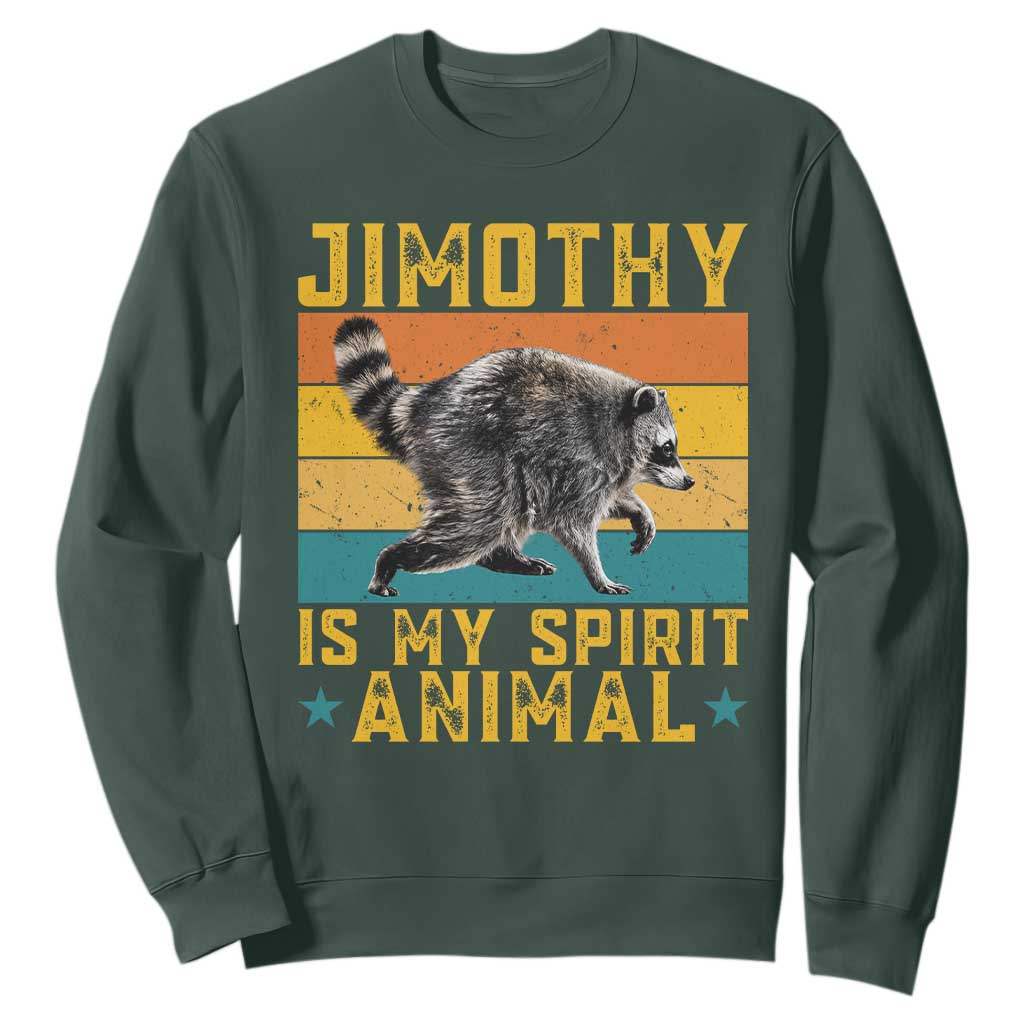 Jimothy Is My Spirit Animal Seattle Raccoon Lover Sweatshirt Retro Sunset Viral Ballard Trash Panda Graphic