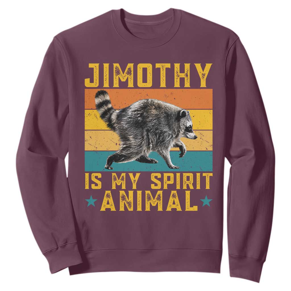 Jimothy Is My Spirit Animal Seattle Raccoon Lover Sweatshirt Retro Sunset Viral Ballard Trash Panda Graphic