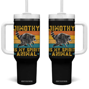 Jimothy Is My Spirit Animal Seattle Raccoon Lover Tumbler With Handle Retro Sunset Viral Ballard Trash Panda Graphic