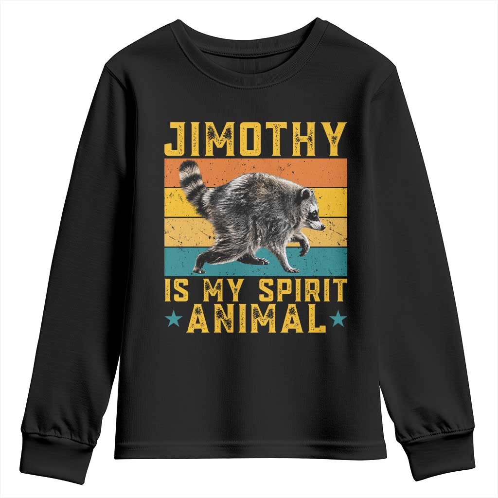Jimothy Is My Spirit Animal Seattle Raccoon Lover Youth Sweatshirt Retro Sunset Viral Ballard Trash Panda Graphic TS02 Black Print Your Wear