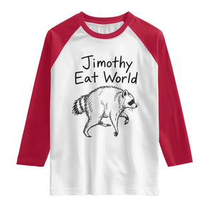 Jimothy Eat World Funny Music Parody Raglan Shirt Viral Seattle Raccoon Trash Panda Meme