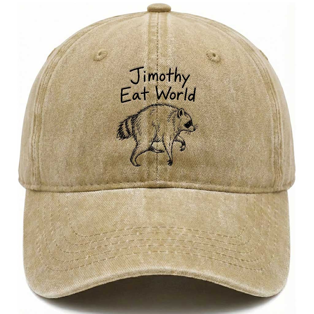 Jimothy Eat World Funny Music Parody Washed Cotton Baseball Cap Viral Seattle Raccoon Trash Panda Meme TS02 Print Your Wear