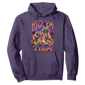 Rizz Em With The Tism Funny Raccoon Hoodie Trash Panda Vintage Bootleg Graphic