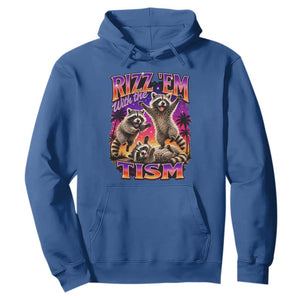Rizz Em With The Tism Funny Raccoon Hoodie Trash Panda Vintage Bootleg Graphic