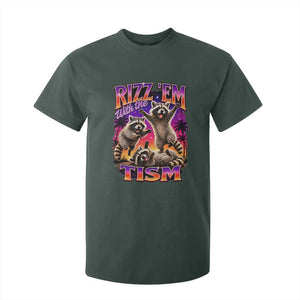 Rizz Em With The Tism Funny Raccoon T Shirt For Kid Trash Panda Vintage Bootleg Graphic