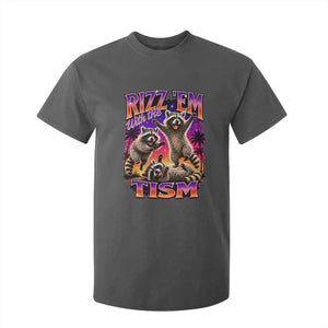 Rizz Em With The Tism Funny Raccoon T Shirt For Kid Trash Panda Vintage Bootleg Graphic