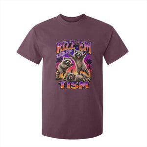 Rizz Em With The Tism Funny Raccoon T Shirt For Kid Trash Panda Vintage Bootleg Graphic