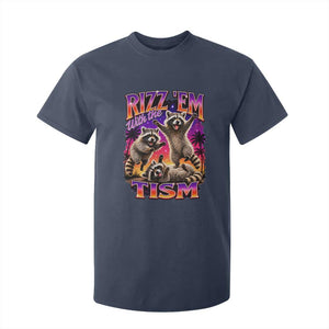 Rizz Em With The Tism Funny Raccoon T Shirt For Kid Trash Panda Vintage Bootleg Graphic