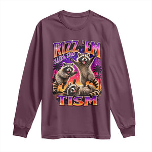 Rizz Em With The Tism Funny Raccoon Long Sleeve Shirt Trash Panda Vintage Bootleg Graphic