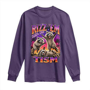 Rizz Em With The Tism Funny Raccoon Long Sleeve Shirt Trash Panda Vintage Bootleg Graphic