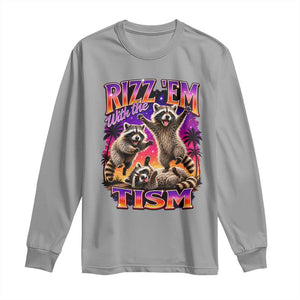 Rizz Em With The Tism Funny Raccoon Long Sleeve Shirt Trash Panda Vintage Bootleg Graphic