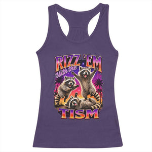 Rizz Em With The Tism Funny Raccoon Racerback Tank Top Trash Panda Vintage Bootleg Graphic