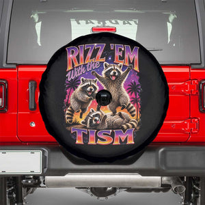 Rizz Em With The Tism Funny Raccoon Spare Tire Cover Trash Panda Vintage Bootleg Graphic