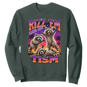 Rizz Em With The Tism Funny Raccoon Sweatshirt Trash Panda Vintage Bootleg Graphic