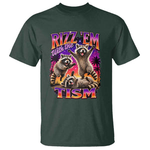 Rizz Em With The Tism Funny Raccoon T Shirt Trash Panda Vintage Bootleg Graphic