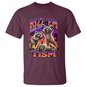 Rizz Em With The Tism Funny Raccoon T Shirt Trash Panda Vintage Bootleg Graphic