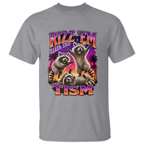 Rizz Em With The Tism Funny Raccoon T Shirt Trash Panda Vintage Bootleg Graphic