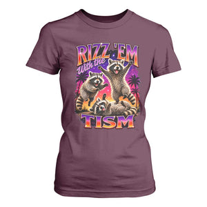 Rizz Em With The Tism Funny Raccoon T Shirt For Women Trash Panda Vintage Bootleg Graphic