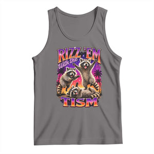 Rizz Em With The Tism Funny Raccoon Tank Top Trash Panda Vintage Bootleg Graphic
