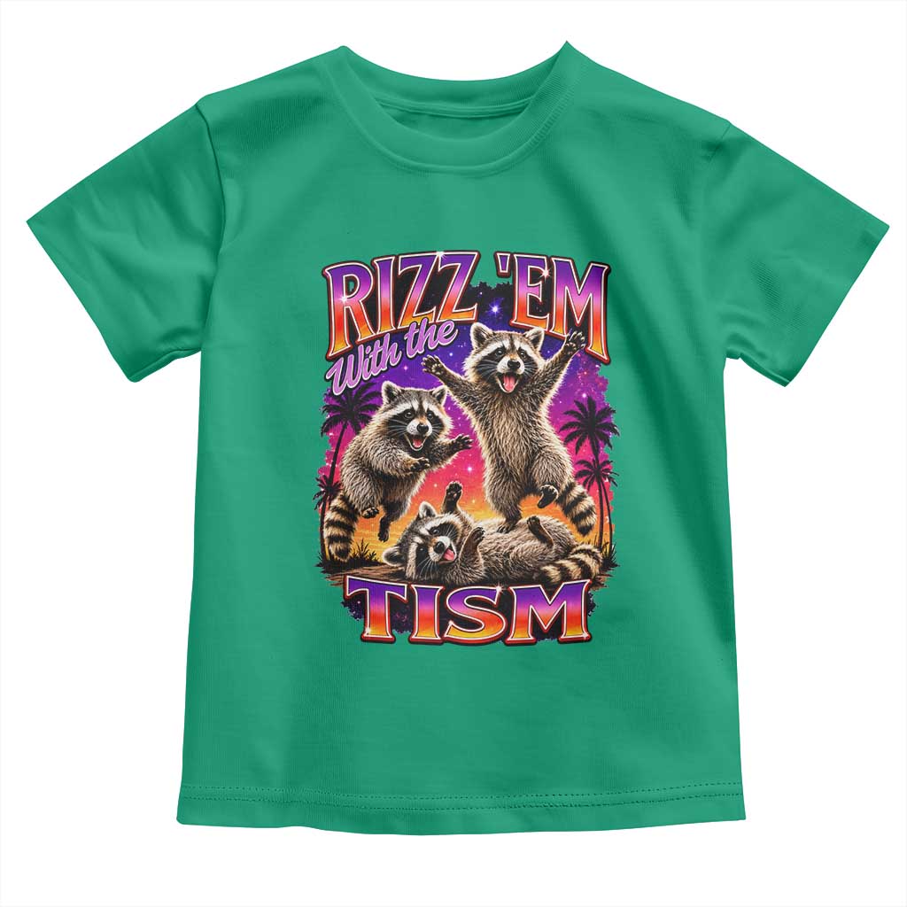 Rizz Em With The Tism Funny Raccoon Toddler T Shirt Trash Panda Vintage Bootleg Graphic