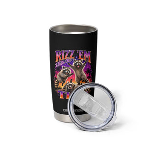 Rizz Em With The Tism Funny Raccoon Tumbler Cup Trash Panda Vintage Bootleg Graphic