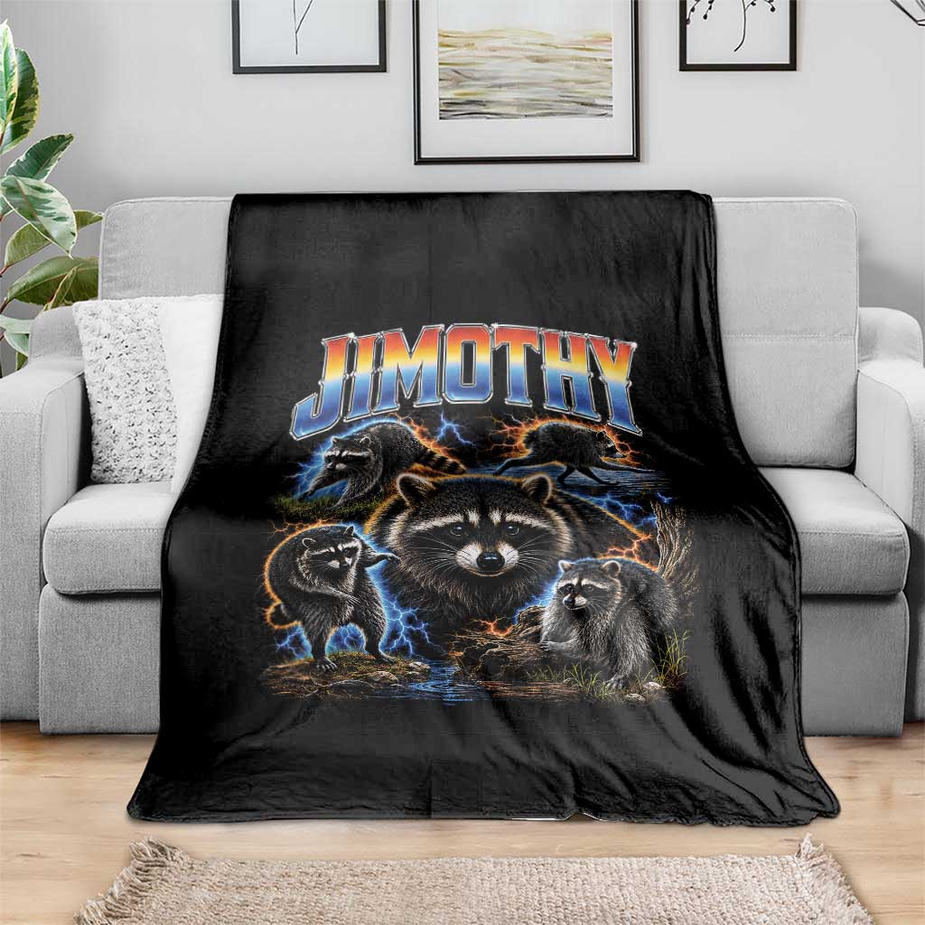 Jimothy the Raccoon Vintage 90s Bootleg Lightning Graphic Throw Blanket Viral Seattle Trash Panda