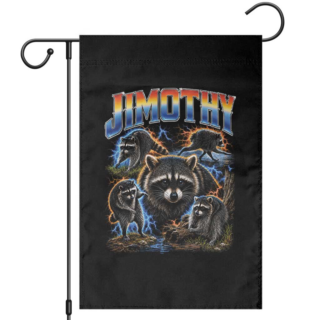 Jimothy the Raccoon Vintage 90s Bootleg Lightning Graphic Garden Flag Viral Seattle Trash Panda TS02 Black Print Your Wear