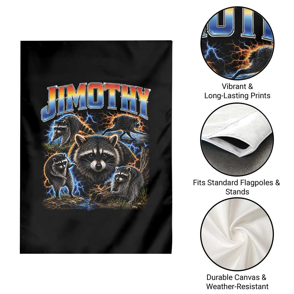 Jimothy the Raccoon Vintage 90s Bootleg Lightning Graphic Garden Flag Viral Seattle Trash Panda
