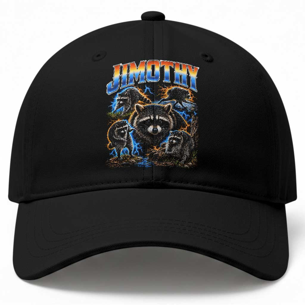 Jimothy the Raccoon Vintage 90s Bootleg Lightning Graphic Baseball Cap Viral Seattle Trash Panda TS02 Print Your Wear