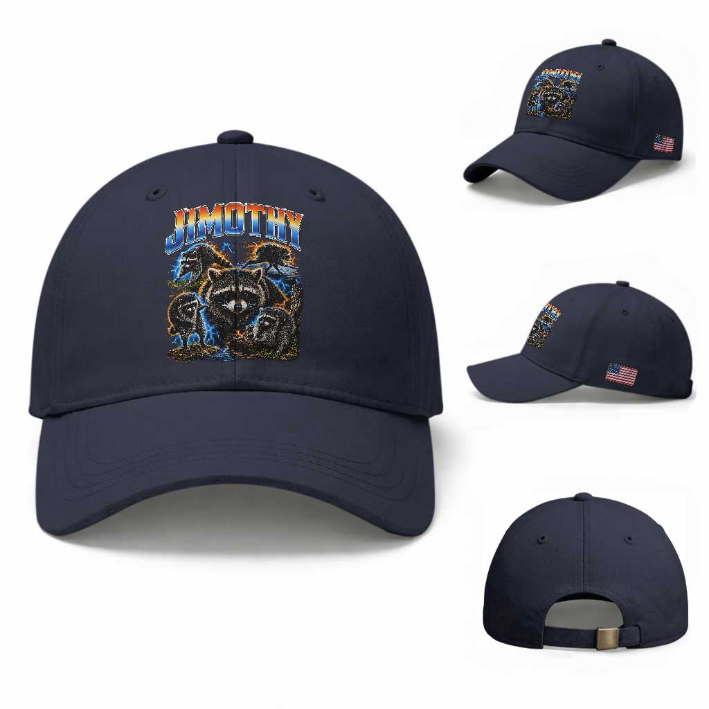 Jimothy the Raccoon Vintage 90s Bootleg Lightning Graphic Baseball Cap Viral Seattle Trash Panda