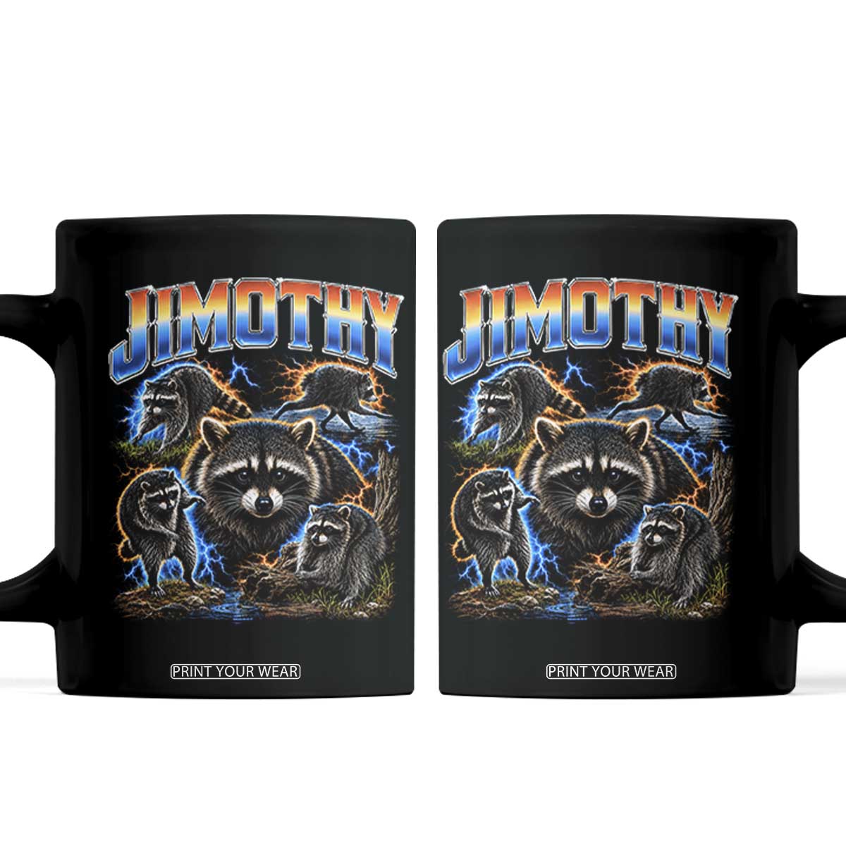 Jimothy the Raccoon Vintage 90s Bootleg Lightning Graphic Coffee Mug Viral Seattle Trash Panda