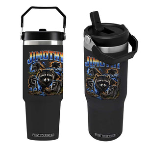 Jimothy the Raccoon Vintage 90s Bootleg Lightning Graphic Flip Straw Tumbler Viral Seattle Trash Panda