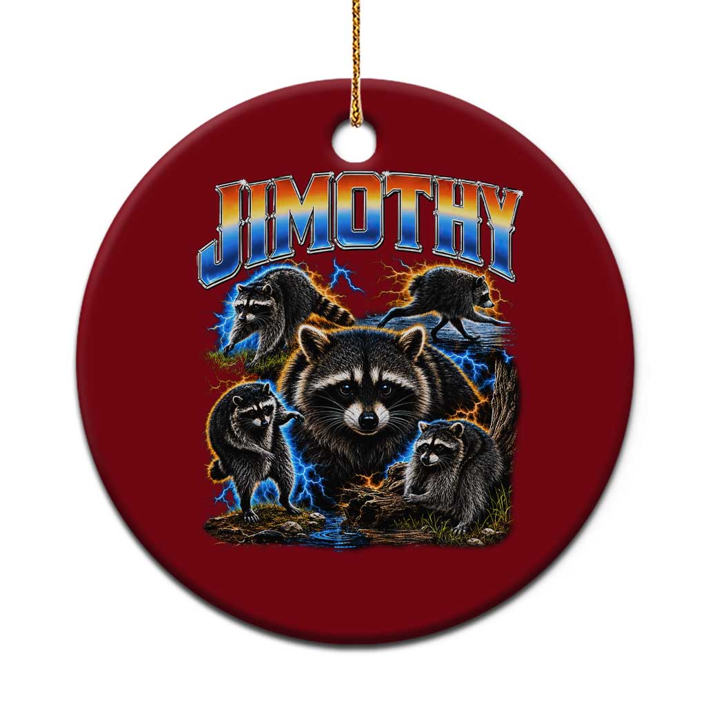 Jimothy the Raccoon Vintage 90s Bootleg Lightning Graphic Ceramic Ornament Viral Seattle Trash Panda TS02 1pc Red Print Your Wear