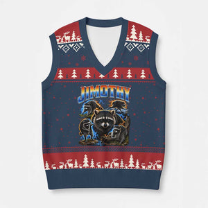 Jimothy the Raccoon Vintage 90s Bootleg Lightning Graphic V-Neck Knit Sweater Vest Viral Seattle Trash Panda