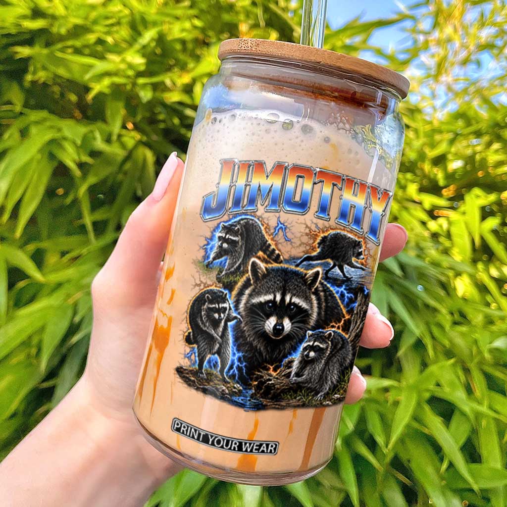 Jimothy the Raccoon Vintage 90s Bootleg Lightning Graphic Glass Can Viral Seattle Trash Panda TS02 Black Print Your Wear