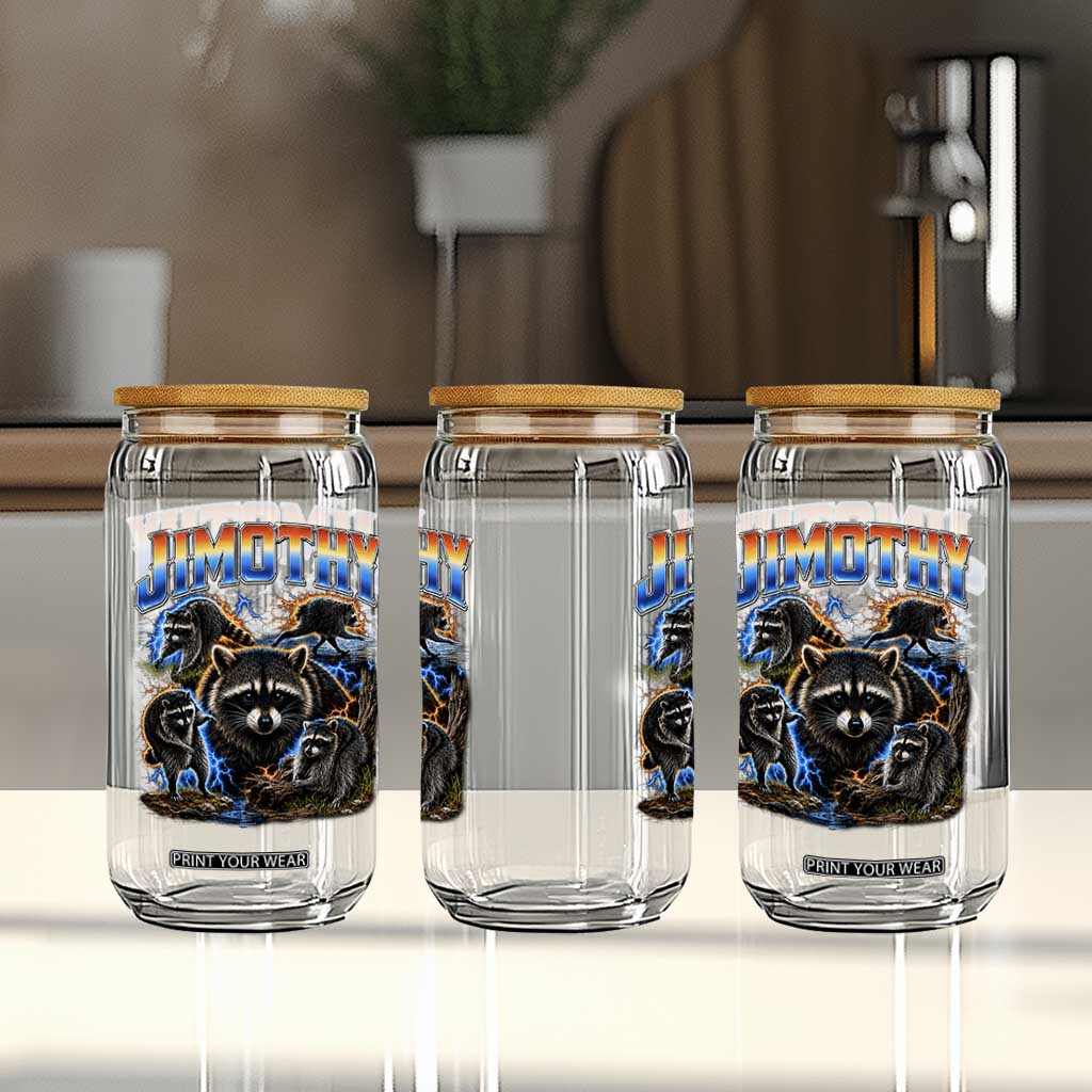Jimothy the Raccoon Vintage 90s Bootleg Lightning Graphic Glass Can Viral Seattle Trash Panda