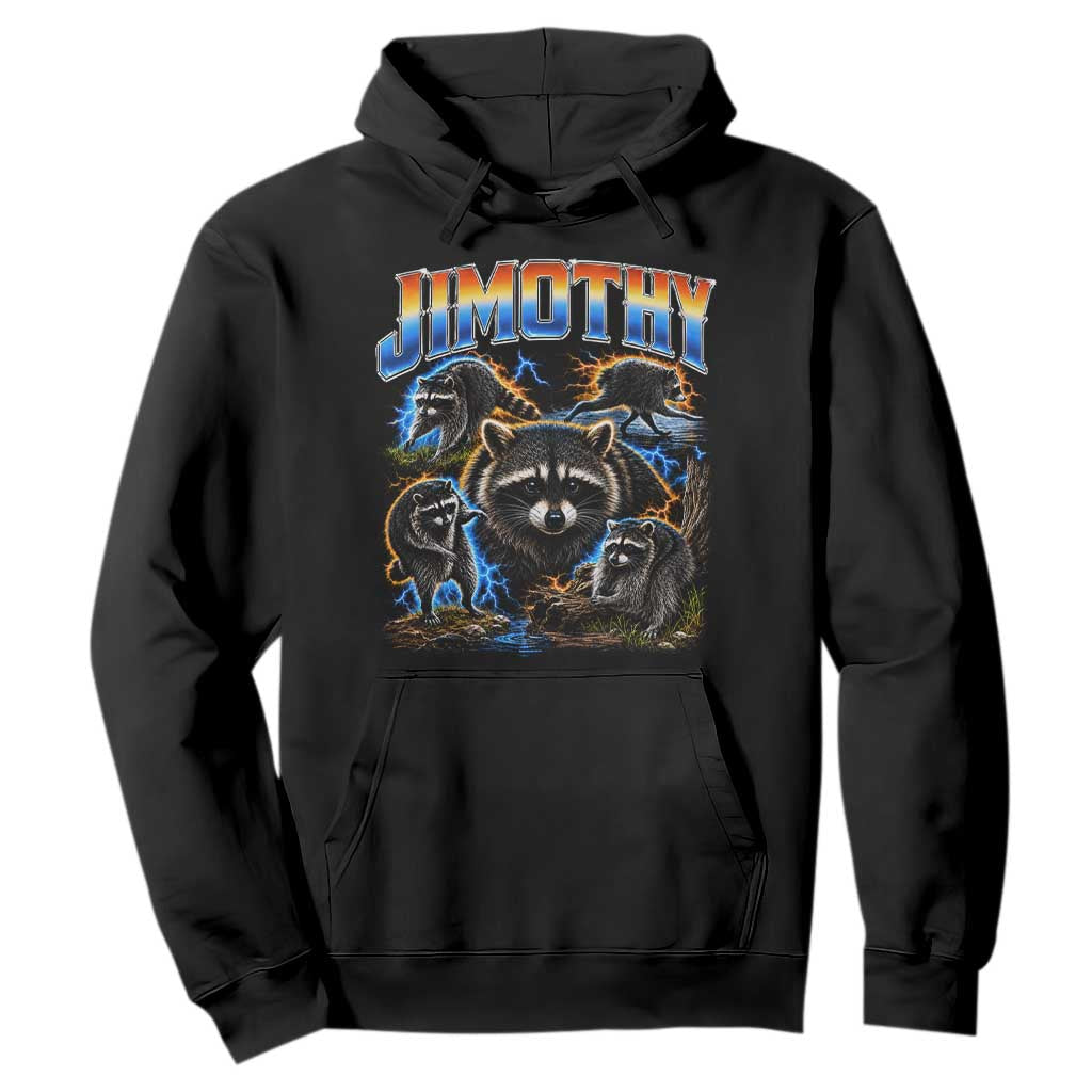 Jimothy the Raccoon Vintage 90s Bootleg Lightning Graphic Hoodie Viral Seattle Trash Panda TS02 Black Print Your Wear