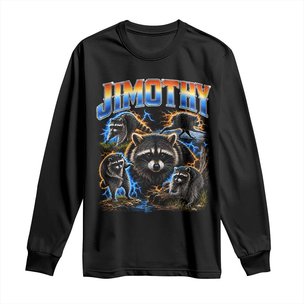 Jimothy the Raccoon Vintage 90s Bootleg Lightning Graphic Long Sleeve Shirt Viral Seattle Trash Panda TS02 Black Print Your Wear