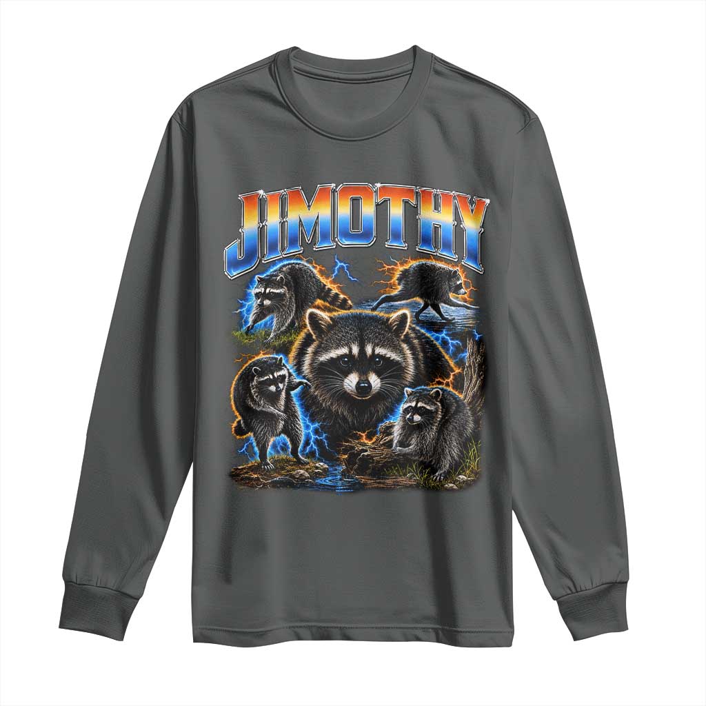 Jimothy the Raccoon Vintage 90s Bootleg Lightning Graphic Long Sleeve Shirt Viral Seattle Trash Panda