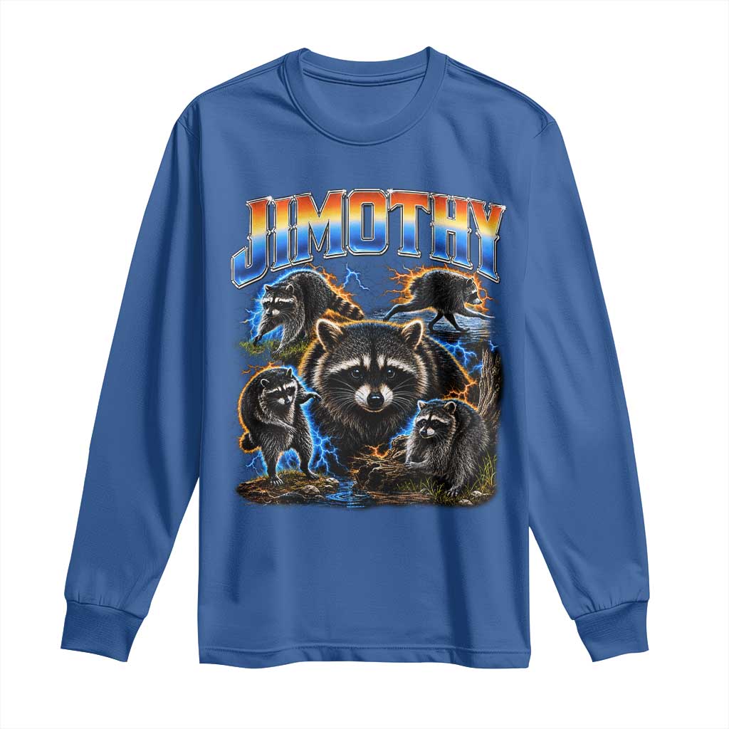 Jimothy the Raccoon Vintage 90s Bootleg Lightning Graphic Long Sleeve Shirt Viral Seattle Trash Panda