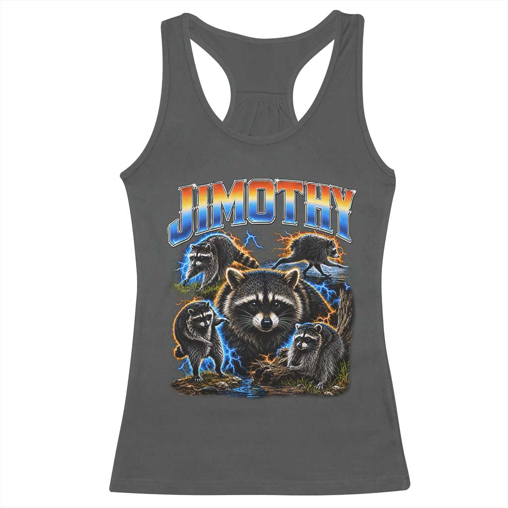 Jimothy the Raccoon Vintage 90s Bootleg Lightning Graphic Racerback Tank Top Viral Seattle Trash Panda