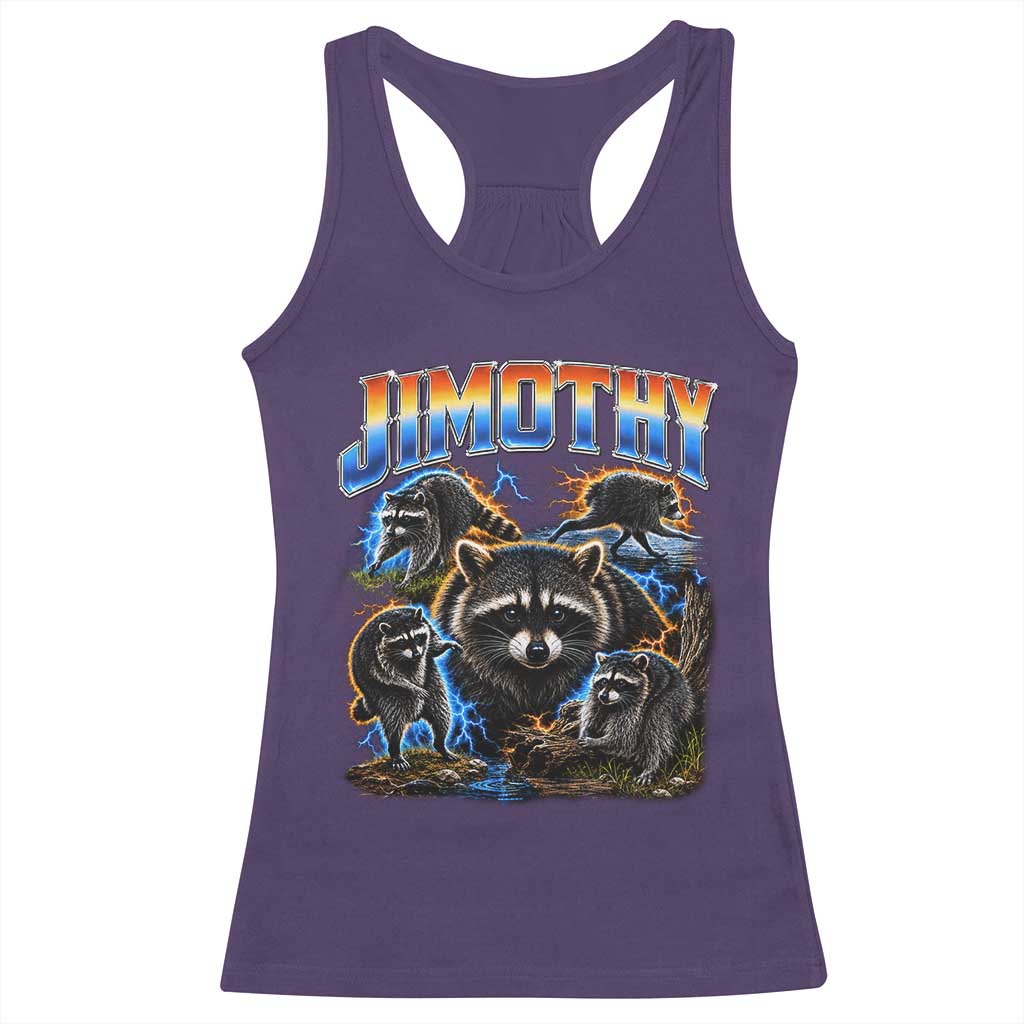 Jimothy the Raccoon Vintage 90s Bootleg Lightning Graphic Racerback Tank Top Viral Seattle Trash Panda