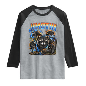 Jimothy the Raccoon Vintage 90s Bootleg Lightning Graphic Raglan Shirt Viral Seattle Trash Panda