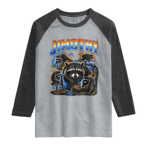 Jimothy the Raccoon Vintage 90s Bootleg Lightning Graphic Raglan Shirt Viral Seattle Trash Panda