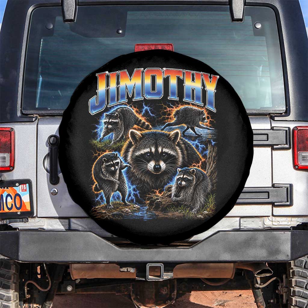Jimothy the Raccoon Vintage 90s Bootleg Lightning Graphic Spare Tire Cover Viral Seattle Trash Panda TS02 No hole Black Print Your Wear