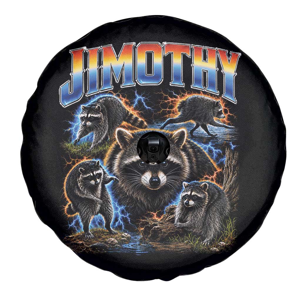 Jimothy the Raccoon Vintage 90s Bootleg Lightning Graphic Spare Tire Cover Viral Seattle Trash Panda