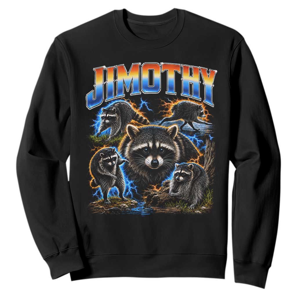Jimothy the Raccoon Vintage 90s Bootleg Lightning Graphic Sweatshirt Viral Seattle Trash Panda